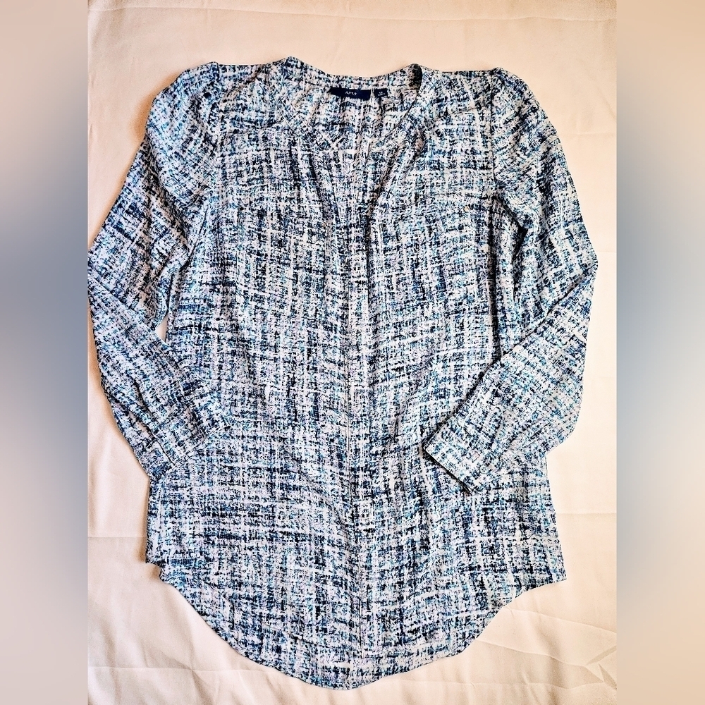 Apt. 9 Womens Blue And Purple Lightweight Button Up Blouse Size XS